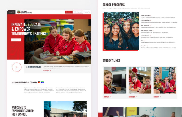 esperance senior highschool new website feature