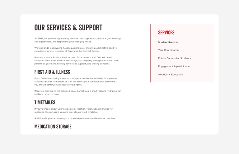 esperance senior highschool new website