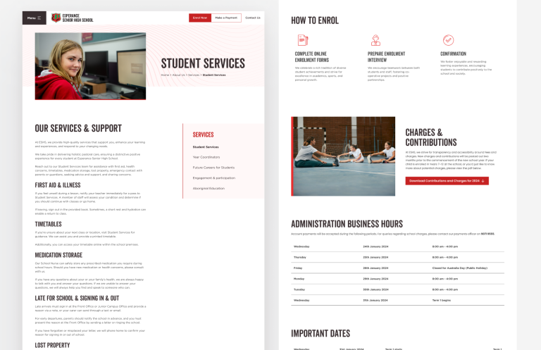 esperance senior highschool new website