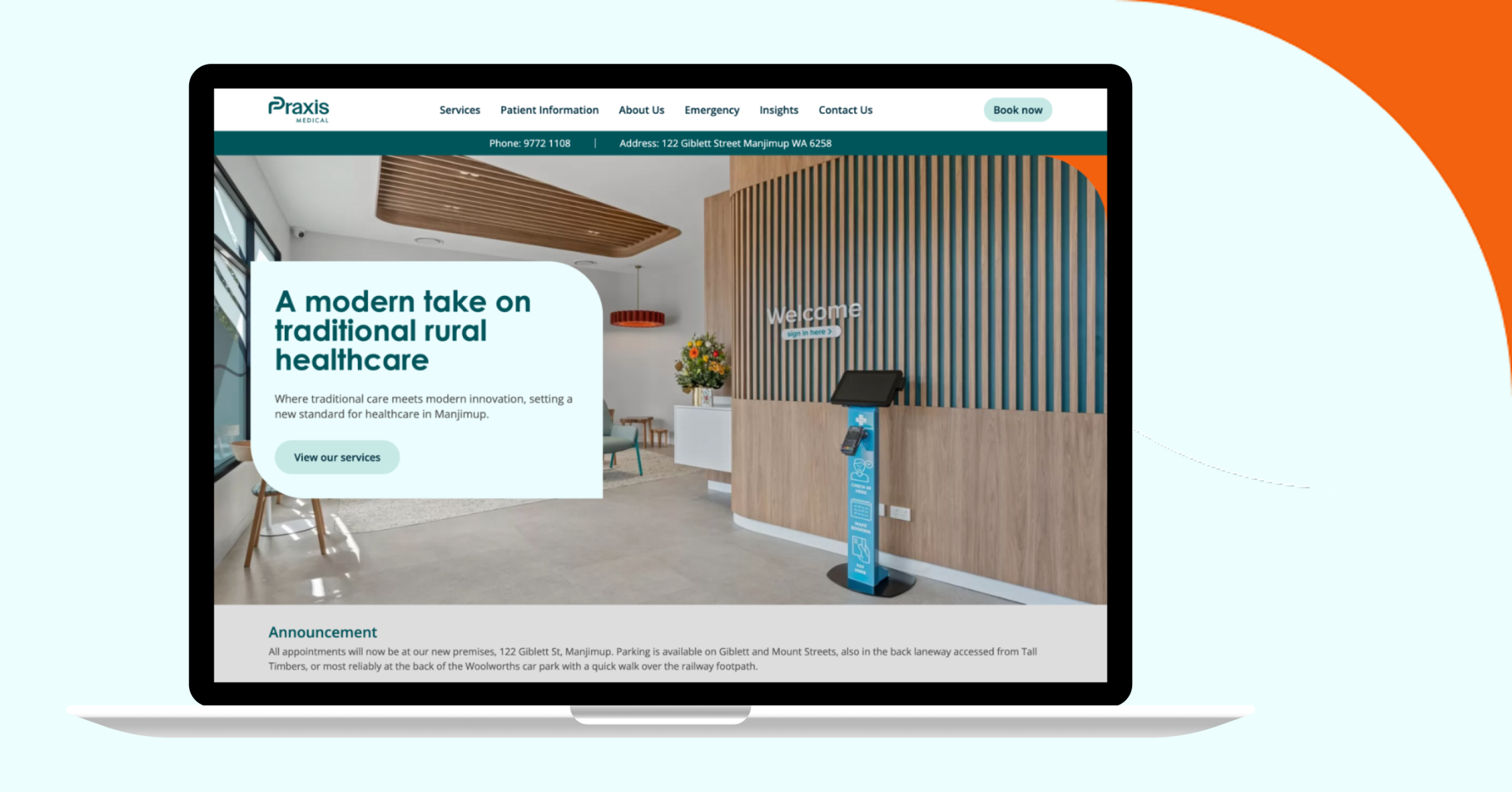 praxis website mockup landscape